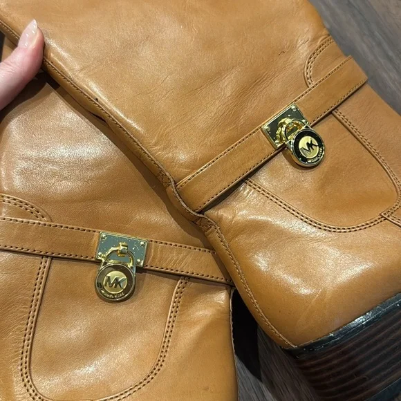 Michael Kors Genuine Leather Hamilton Riding Brown Leather Knee-High Boots - Picture 12 of 12